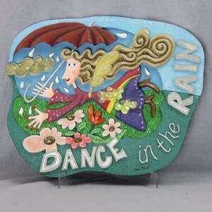 Karen Rossi Dance In The Rain Rainbow Fairy 3D Wall Hanging Signed Retired